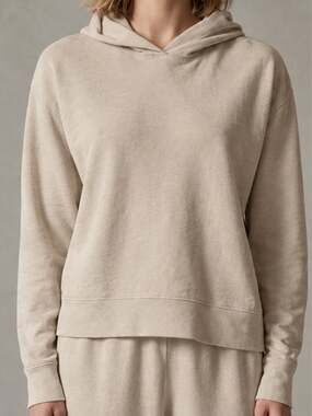 James Perse Los Angeles $195 Women's Beige French Terry Hoodie Made in USA 0 XS